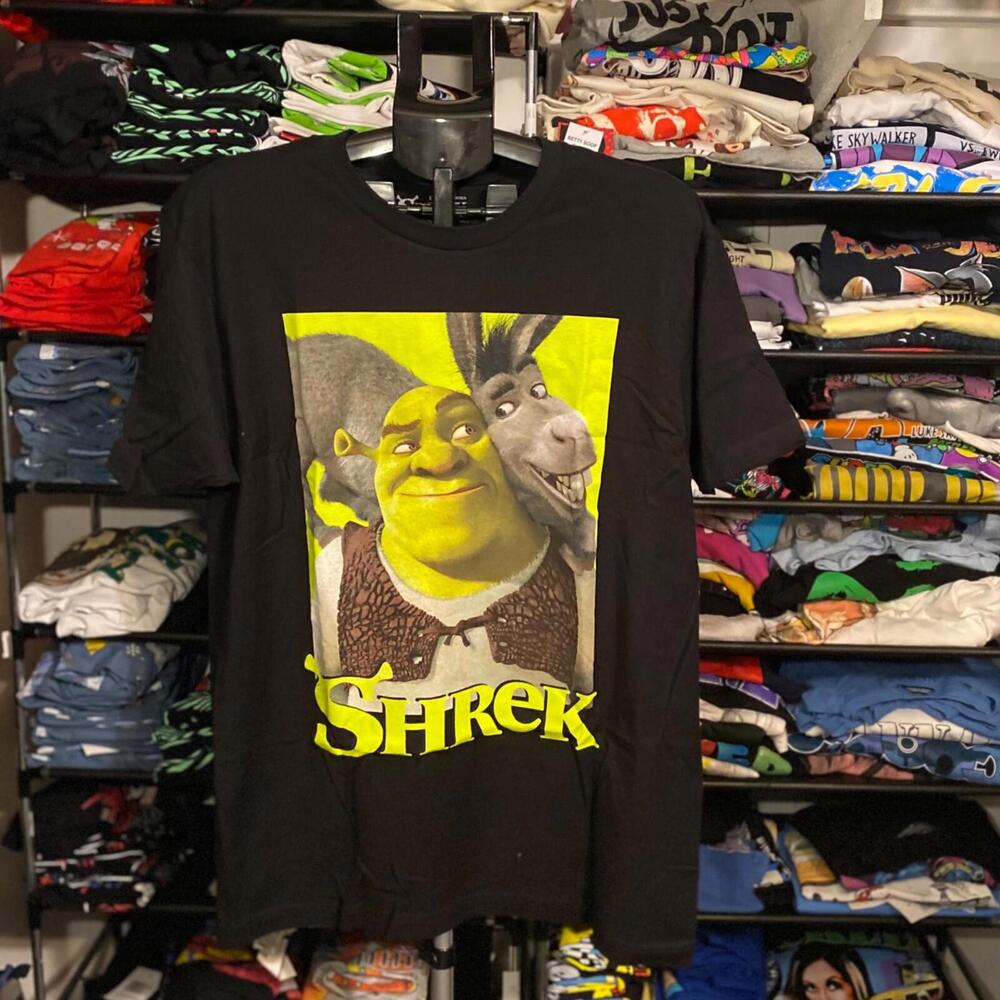 Shrek Movie Graphic Print Black Tee Shirt NWT Size Large